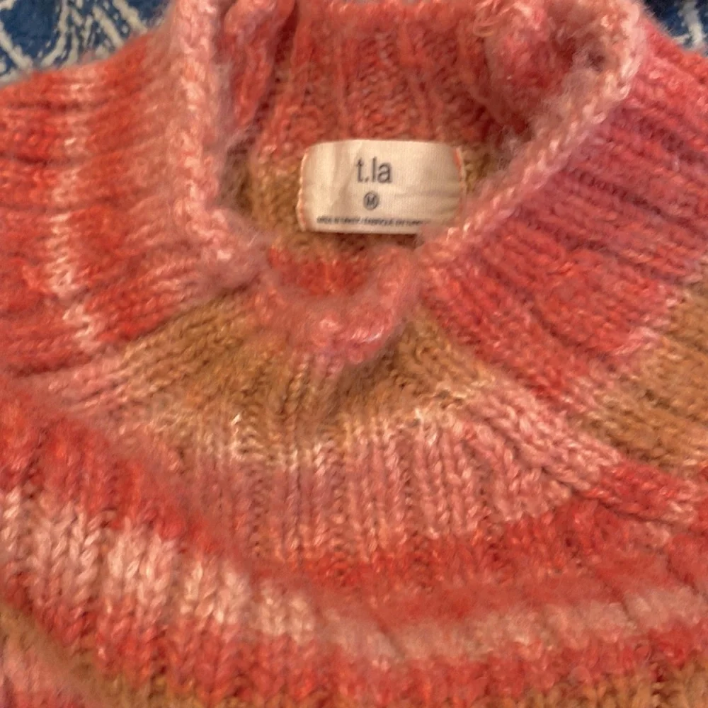 Anthropologie T.La Drea pink tan Space-Dyed Sweater, Size Medium